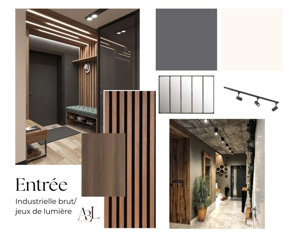 Aménagement d'un coin bureau dans le salon - inspiration entrée - projet Terriel à Saint Christophe du Bois - Projet ABL Intérieur