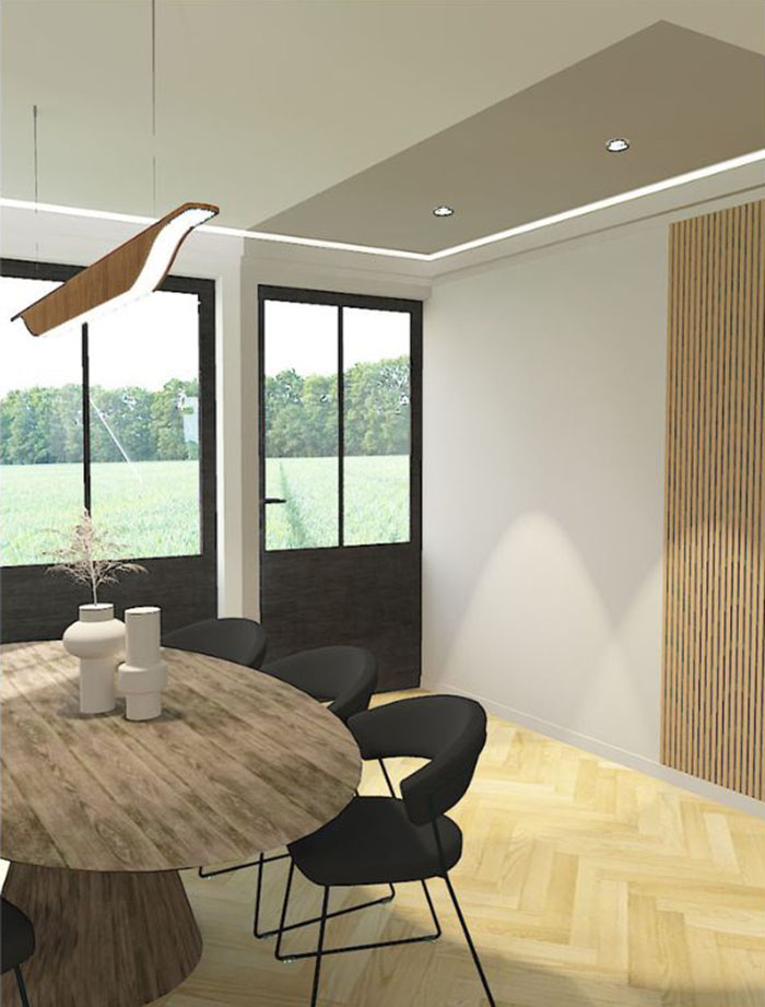 Réhabilitation d'une maison en showroom au Longeron en projection 3D - Projet ABL Intérieur