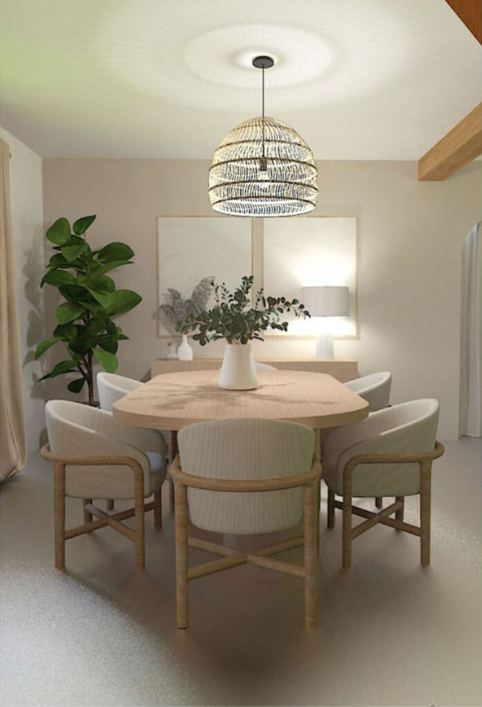 Projection 3D du projet Douceur - à Roussay - Entrée - Salon - Salle à manger - Projet ABL Intérieur