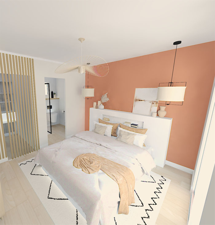 Projection 3D du projet Elina à Berchères-la-Maingot - Suite parentale - Projet ABL Intérieur