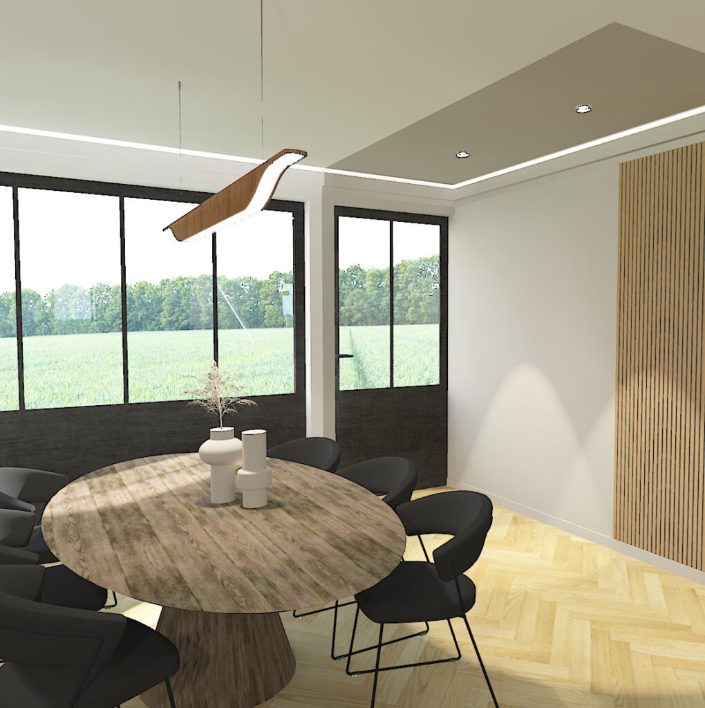 Réhabilitation d'une maison en showroom au Longeron en projection 3D - Projet ABL Intérieur